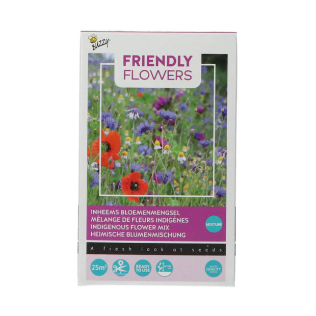 Buzzy - Grow gifts zaden strooidoosje friendly flowers inheems 100 gram