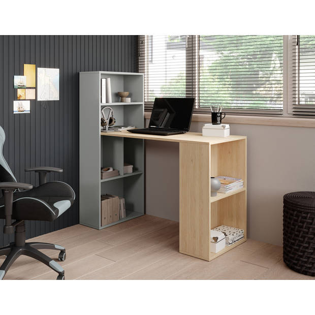 Meubella Bureau Ward - Eiken - Grijs - 120 cm