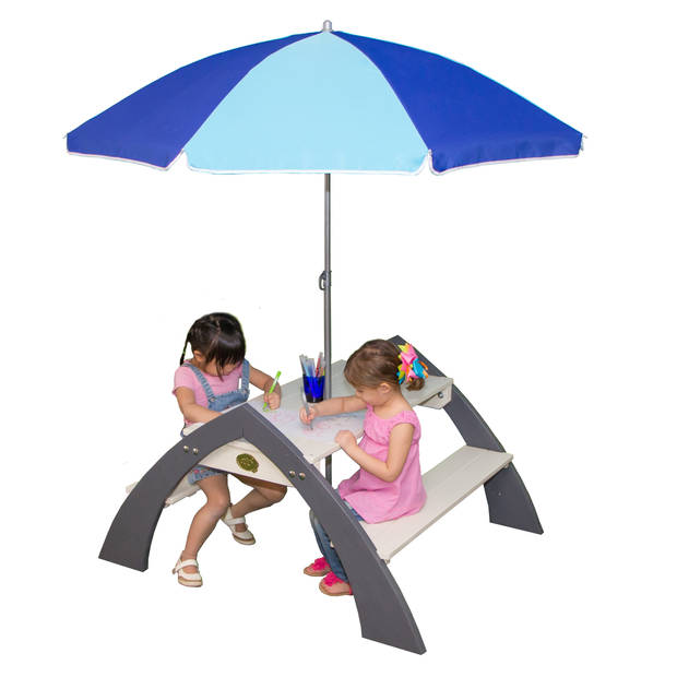 AXI Kylo XL Picknicktafel voor kinderen met parasol Picknick set voor kind van hout in grijs & wit