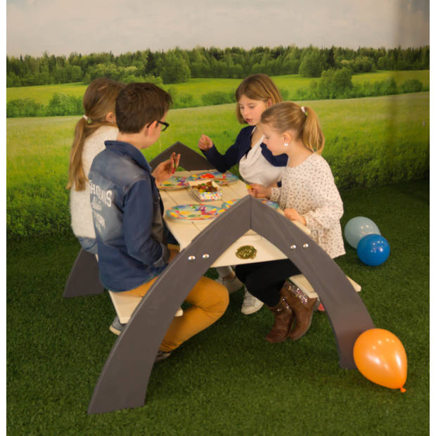 AXI Kylo XL Picknicktafel voor kinderen met parasol Picknick set voor kind van hout in grijs & wit