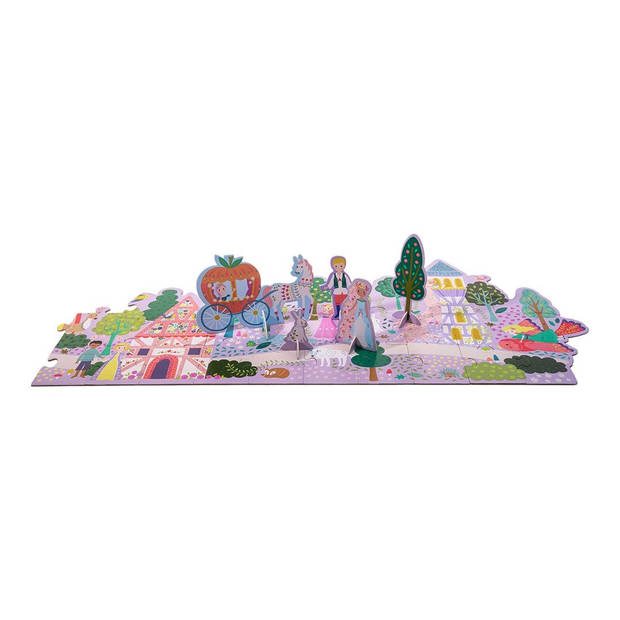 Floss & Rock Vloerpuzzel, Sprookjes - 60 stuks - 132 x 32 cm - met pop-out figuurtjes