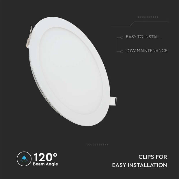 V-TAC VT-607RD-N Ronde LED Minipanelen - Premium Serie - IP20 - Wit - 6W - 490 Lumen - 2700K