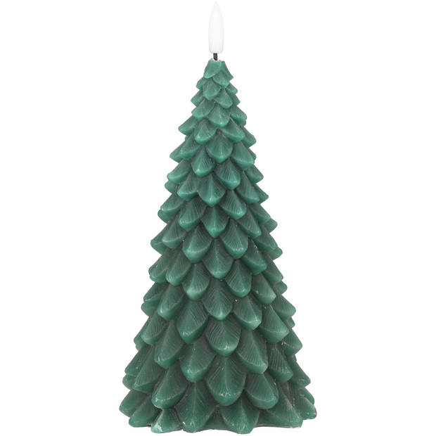 Blokker LED kaars Kerstboom - 10x10x20cm - donkergroen