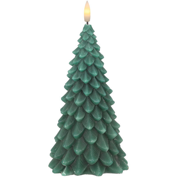 Blokker LED kaars Kerstboom - 10x10x20cm - donkergroen