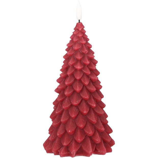 Blokker LED kaars Kerstboom - 10x10x20cm - bordeaux