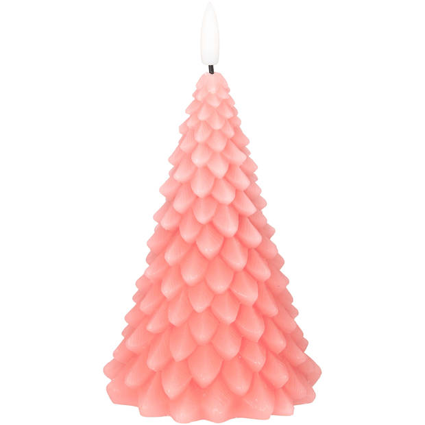 Blokker LED kaars Kerstboom - 10x10x15cm - roze