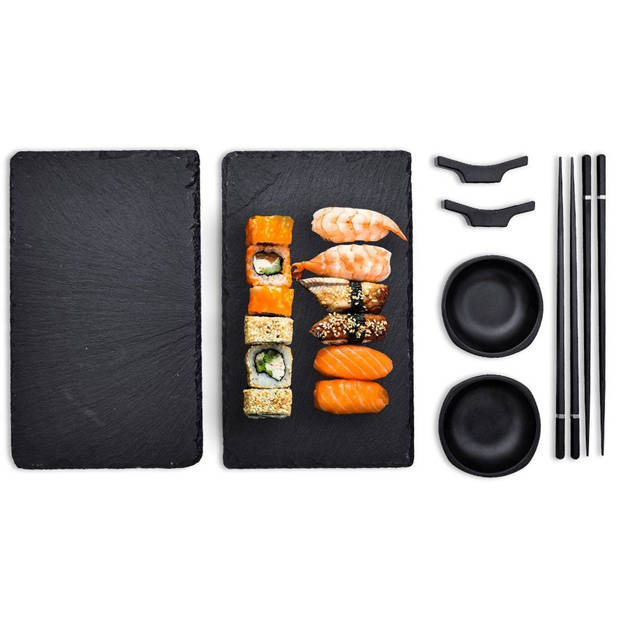 Sushi set - Voor 2 personen - Incl. stokjes & borden - Geniet van authentieke sushi-ervaring - Zwart - Sushi accessoires