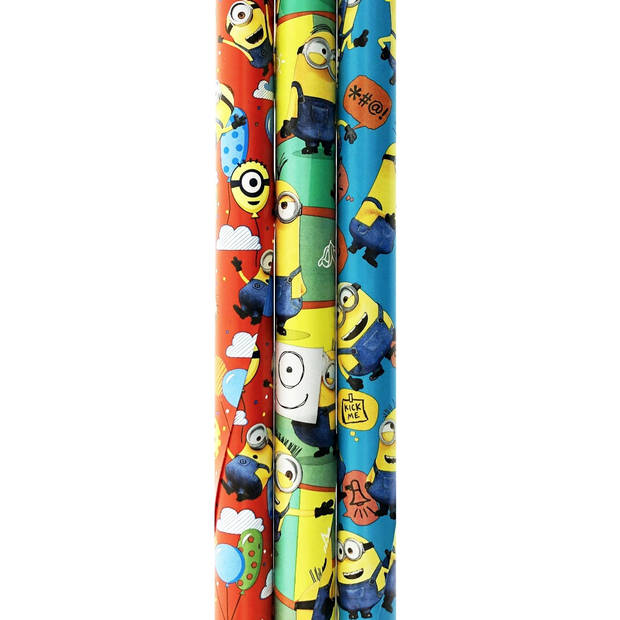 Minions cadeaupapier - Inpakpapier plastic vrij - 200 x 70 cm - 3 rollen