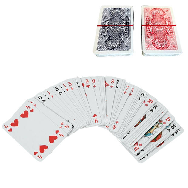 Casino - Profi - Playing Cards - 60 x 55 Speelkaarten - 30 x Rood & 30 x Blauw - 9,2 x 5,9 cm