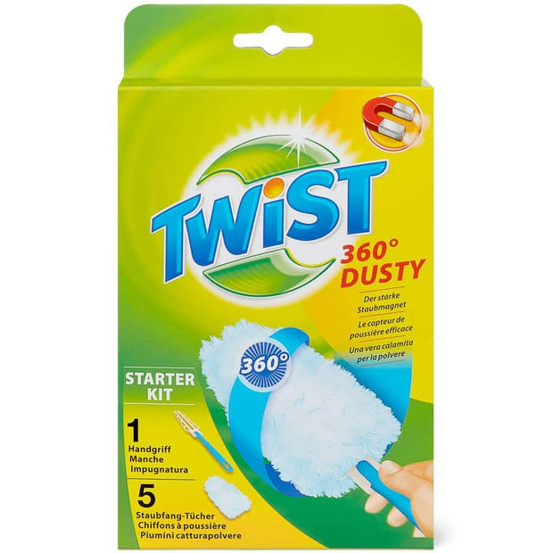 Twist Duster - Stofmop 360° Dusty - 1 Steel + 25 stofdoeken - Vangt stof als een magneet
