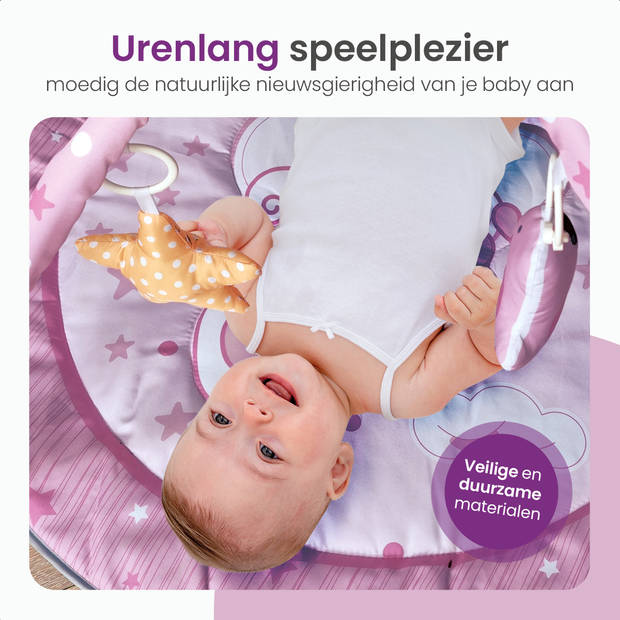 Gofun Babygym - Speelmat voor Baby's - Muzikaal Speelkleed - Activiteitenkleed - Babyspeelgoed - 105 x 52 cm - Roze