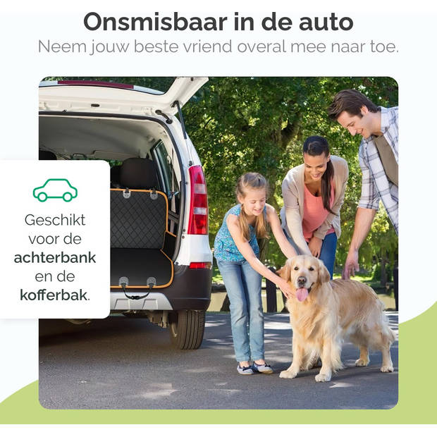 Gopets Hondendeken Auto Achterbank - Hondendeken kofferbak - Automand hond - Beschermhoes kofferbak - Met gordel - Zwart