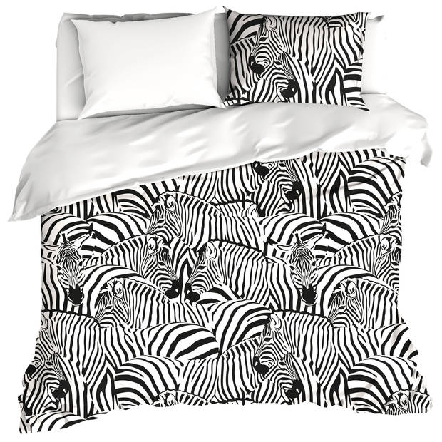 De Witte Lietaer Dekbedovertrek Zebra Eggshell - Tweepersoons - 200 x 200/220 cm - Katoen Satijn