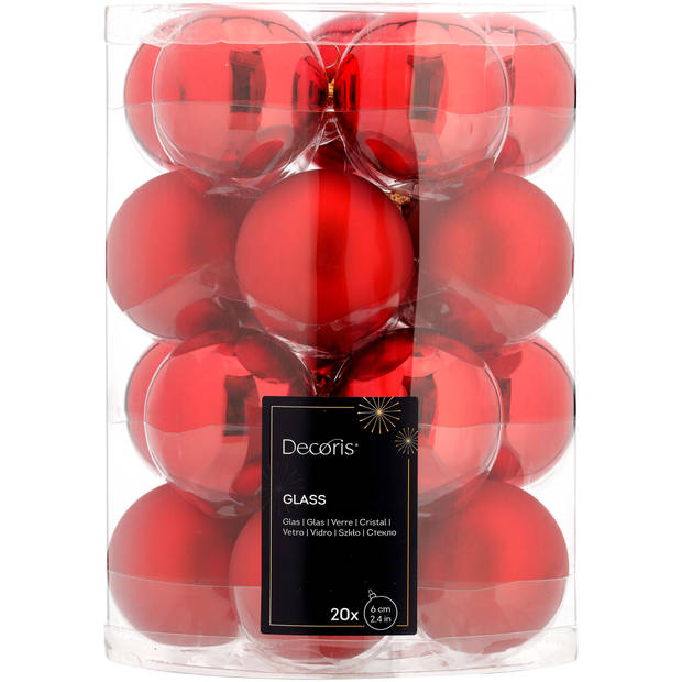 Blokker kerstballen glas rood s/20