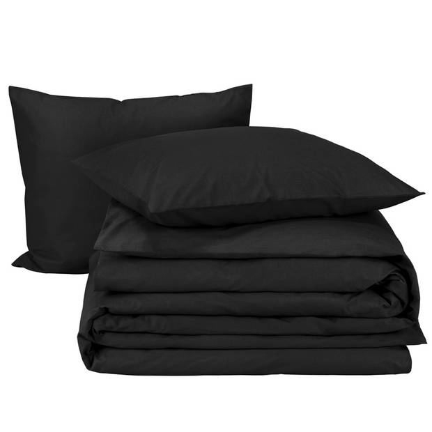 Moodit Dekbedovertrek Basil Black - Lits Jumeaux - 240 x 220 cm - Katoen