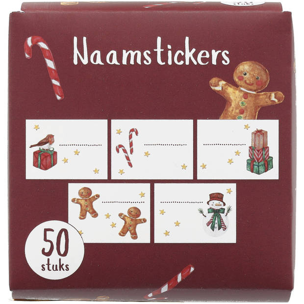 Cadeau naamstickers 50 stuks 8x8x4,5cm