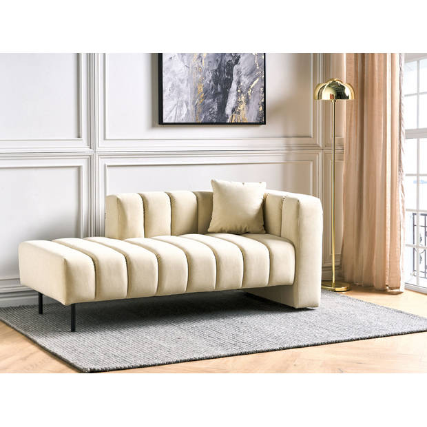 Beliani LANNILS - Chaise longue-Beige-Fluweel