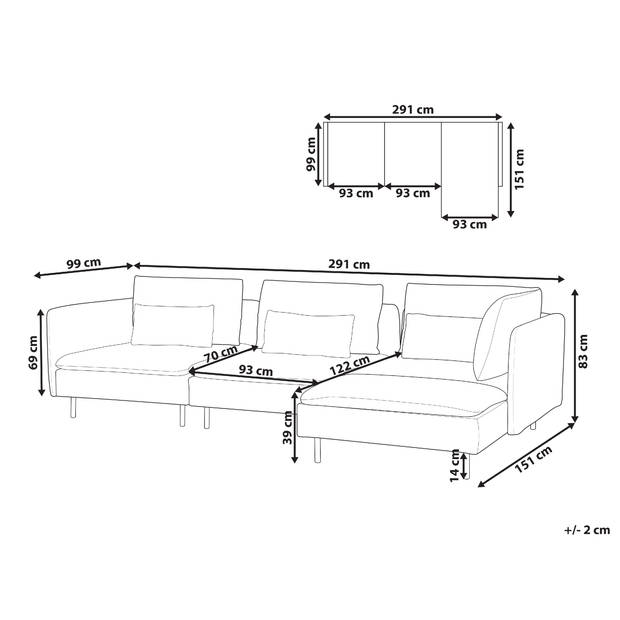 Beliani EGERIS - Modulaire Sofa-Bruin-Corduroy