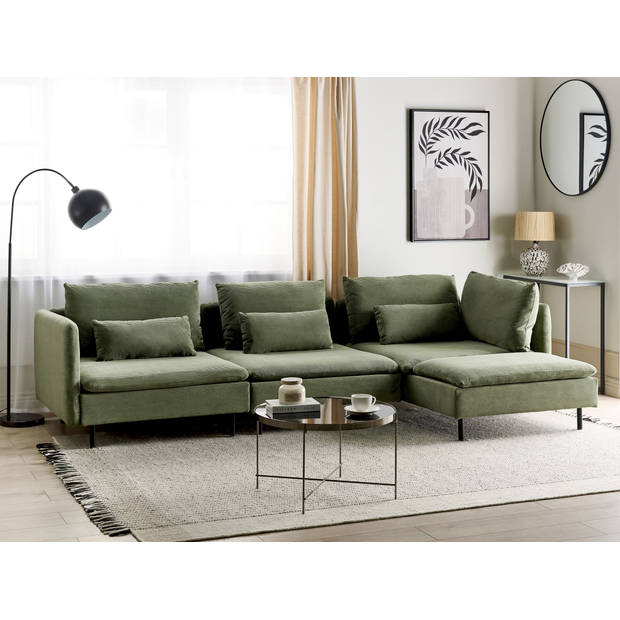 Beliani EGERIS - Modulaire Sofa-Groen-Corduroy