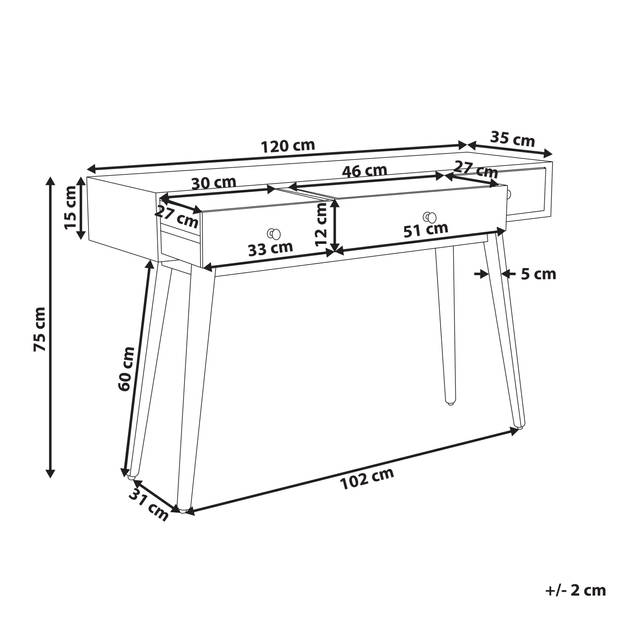 Beliani KINSELLA - Consoletafel-Lichte houtkleur-Mangohout