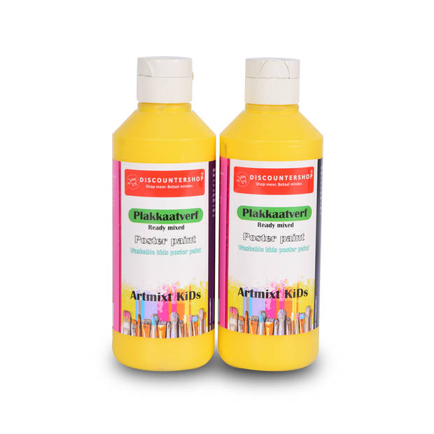 2x Plakkaatverf Knutselverf 250ml schoolverf geel Voor volwassenen en kinderen 16cm*5cm