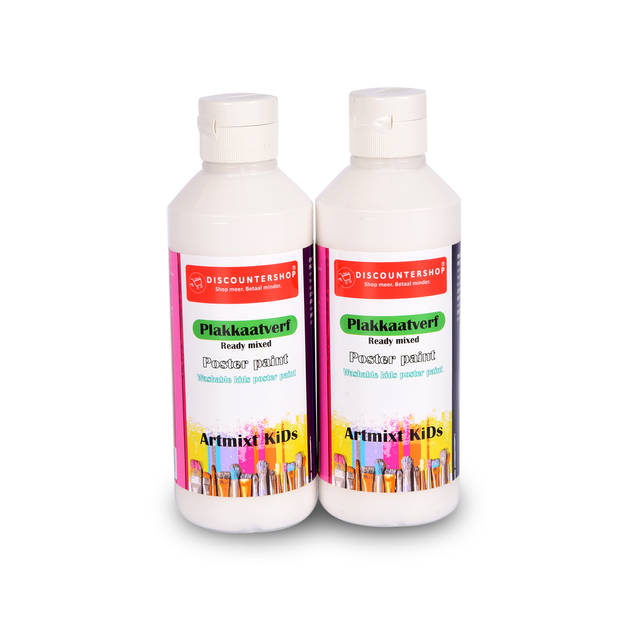 Witte Plakkaatverf Set Van 2 5 x 16 cm 250 ml per fles Artiesten Verf met Waterbasis Ondoorzichtige Consistentie