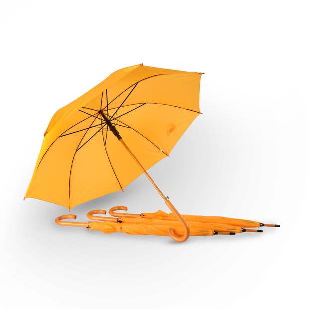 4x Paraplu Automatische paraplu oranje&geel Opvouwbare paraplu Houten handvat 89cm*98cm