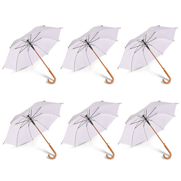 6x Umbrella children's umbrella Diameter 102 cm Sturdy umbrella white rain accessories polyester