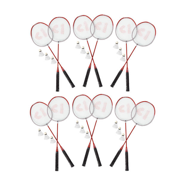 Topkwaliteit Badminton Racket Set - 12 Rackets, 18 Shuttles - Rood - Inclusief Opbergtas