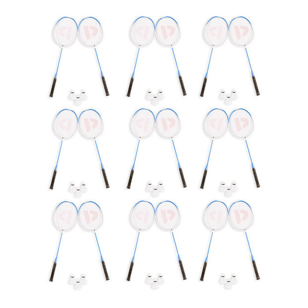 9 Sets with 18 Badminton Rackets and 27 aluminum/bio plastic Racket bag blue tennis bag 68cm*22.5cm