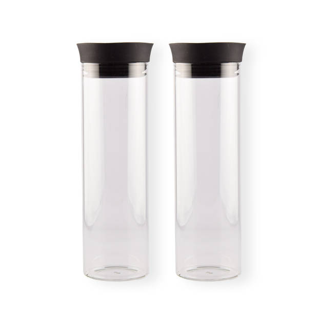 2x Stylish Transparent Borosilicat Glass Jug Pour jug, Carafe, Pour jug - Contents 2L Length 27 cm – diameter 8cm