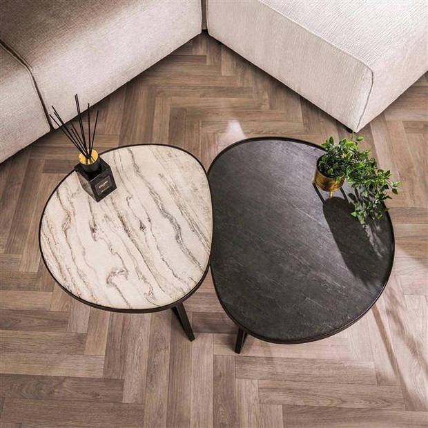 Hoyz Collection - Salontafel Slate Driehoek - Leisteen - Set van 2