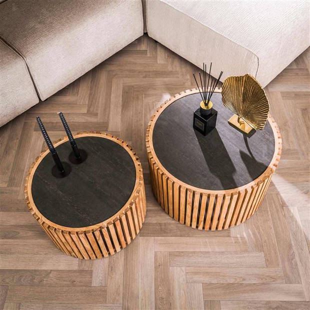 Hoyz Collection - Salontafel Slate Round - Leisteen - Set van 2