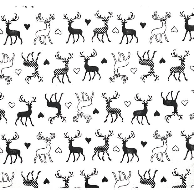Cosy & Trendy - tafelloper hert voor kerst kerstmis - 200 x 40 cm (wit)