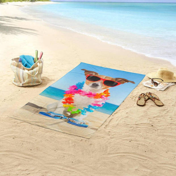 Droomtextiel Cool Dog Kinder Strandlaken - Handdoek 75x150 cm - Heerlijk Zacht - Velours