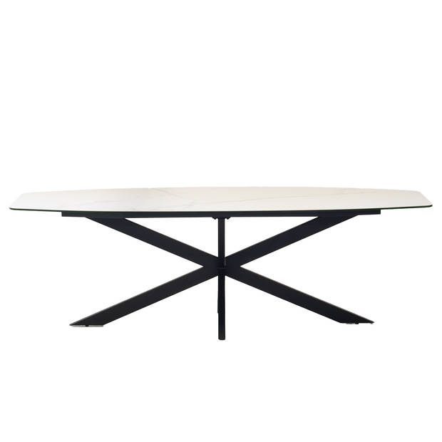 Giga Meubel - Eettafel Deens Ovaal 200cm - Keramisch Wit - X-Poot - Alicia