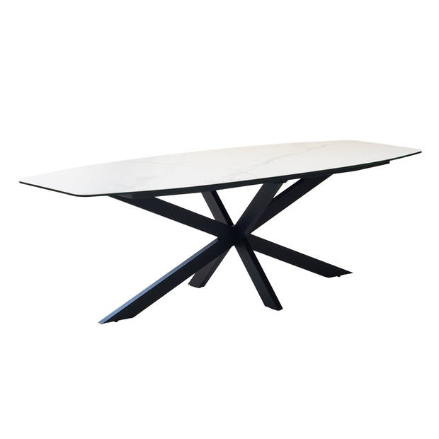 Giga Meubel - Eettafel Deens Ovaal 240cm - Keramisch Wit - X-Poot - Alicia