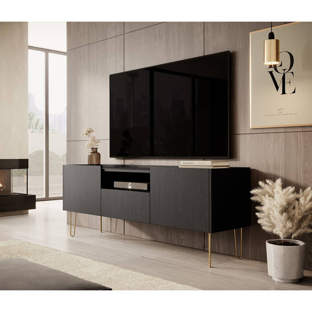 Meubella TV-Meubel Hacienda - Zwart - 144 cm