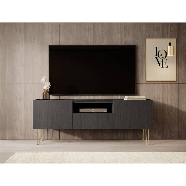 Meubella TV-Meubel Hacienda - Zwart - 144 cm