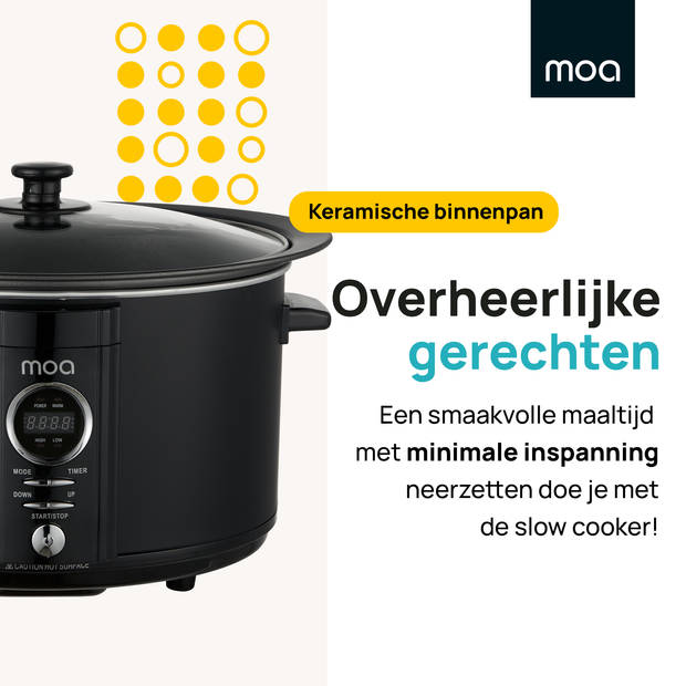 MOA Slowcooker Digitaal - 6,5 liter - Zwart - BPA vrij - SC65DB