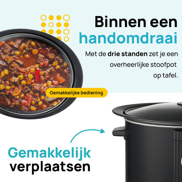 MOA Slowcooker Digitaal - 6,5 liter - Zwart - BPA vrij - SC65DB