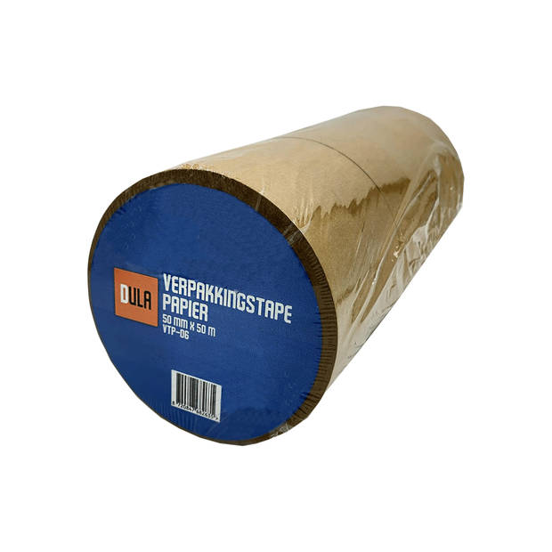 DULA verpakkingstape - Papier - 50mm x 50 m - 6 rollen - Papiertape - Bruin - Papieren plakband