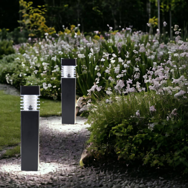 HIXA Tuinverlichting - op Zonne Energie - LED - Tuinfakkel - Buiten - 4 Stuks - Zwart