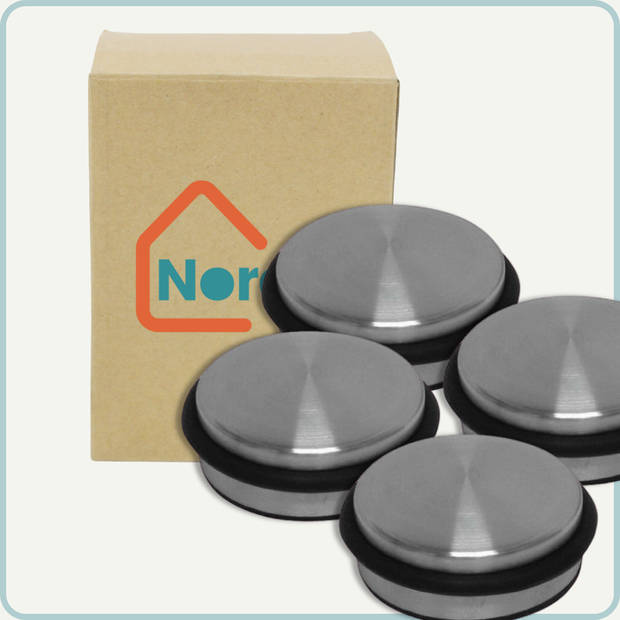 Nordix Deurstop - 4 stuks - Deurstopper - Deurbuffer - RVS - 10,5cm - Binnen