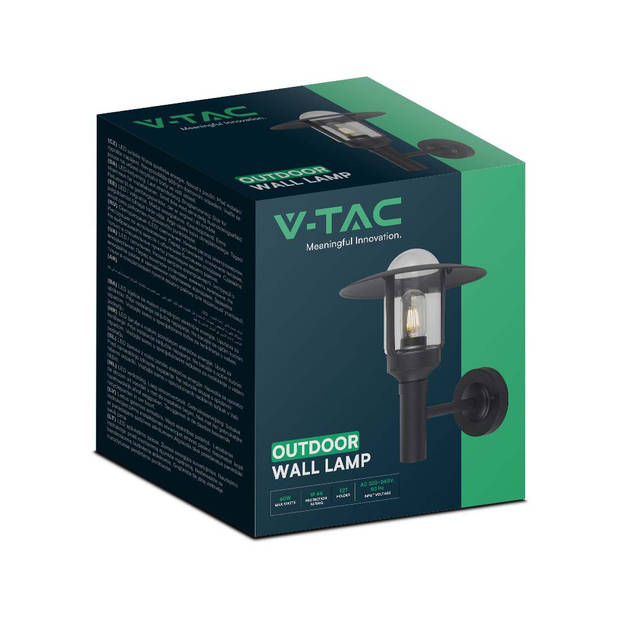 V-TAC VT-1158 Buitenverlichting - E27 Wandarmaturen - IP44 - Matzwarte behuizing - Modelnr: - VT-1158