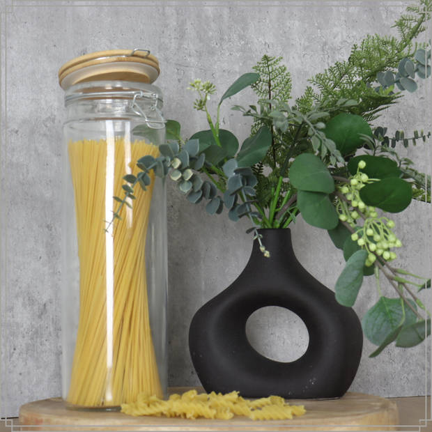 OTIX Spaghetti Voorraadpot - Weckpot - Glas - Bamboe - 33x10cm - 1900ml