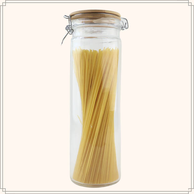 OTIX Spaghetti Voorraadpot - Weckpot - Glas - Bamboe - 33x10cm - 1900ml