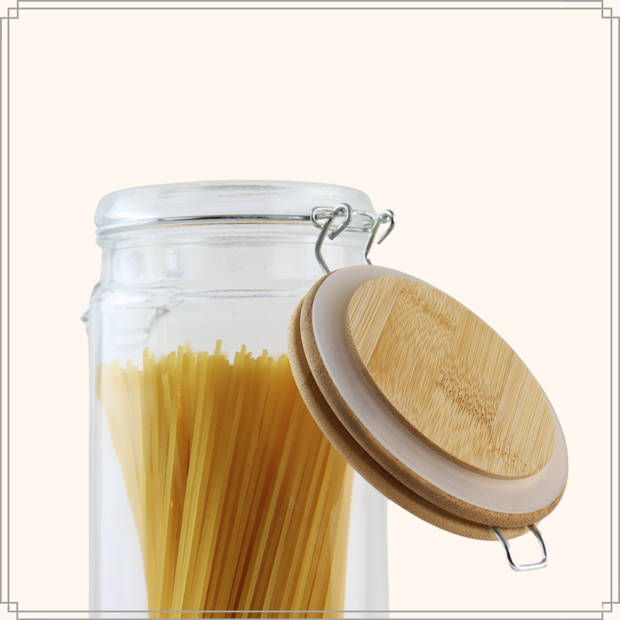 OTIX Spaghetti Voorraadpot - Weckpot - Glas - Bamboe - 33x10cm - 1900ml