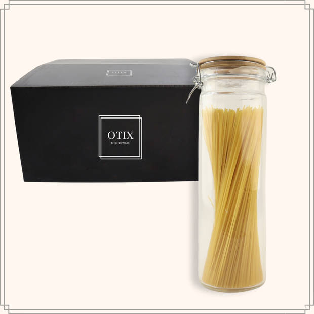 OTIX Spaghetti Voorraadpot - Weckpot - Glas - Bamboe - 33x10cm - 1900ml