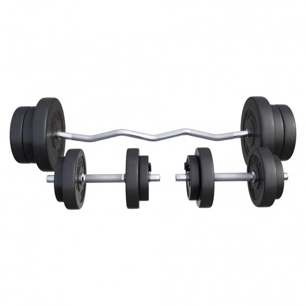 Gorilla Sports EZ-Curlset 70 kg - Kunststof - Halters met gewichten -Veersluiting 30 mm